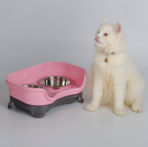 Pet bowl cat double basin splash-proof stainless steel bowl