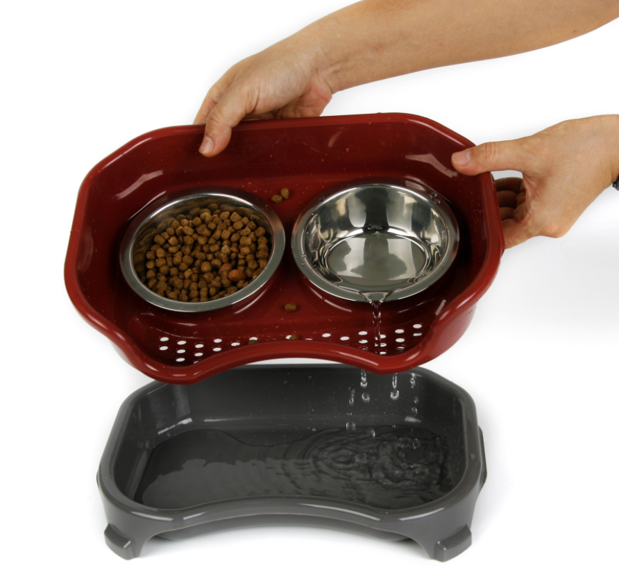 Pet bowl cat double basin splash-proof stainless steel bowl