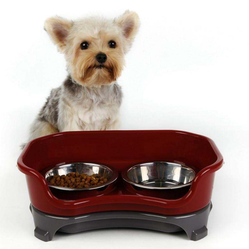 Pet bowl cat double basin splash-proof stainless steel bowl