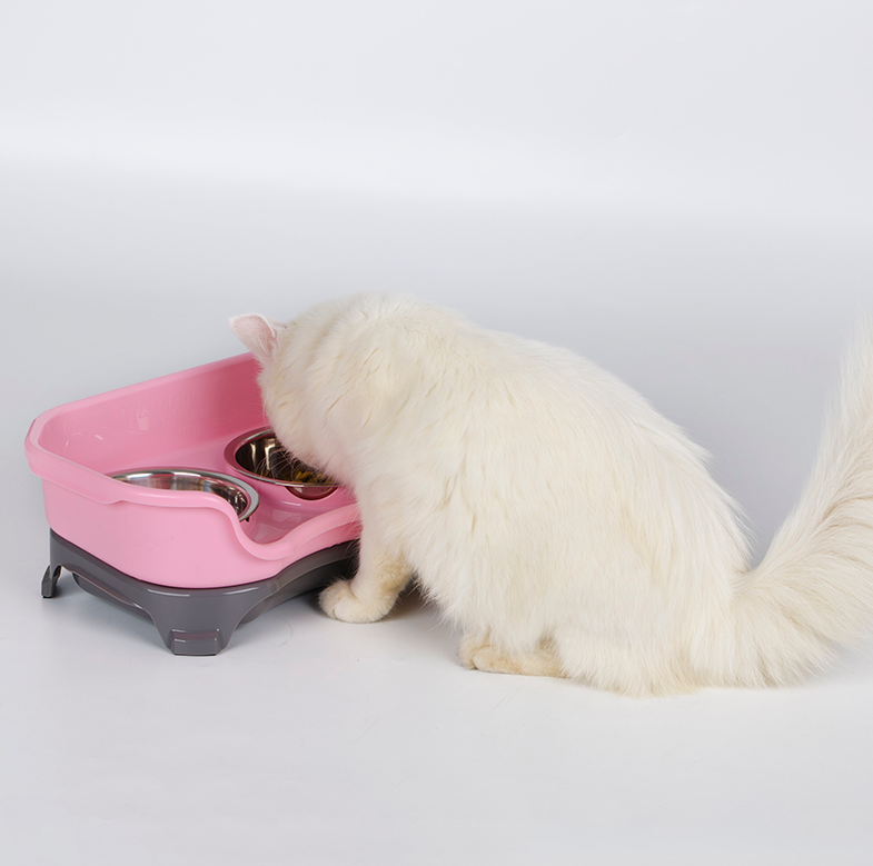 Pet bowl cat double basin splash-proof stainless steel bowl